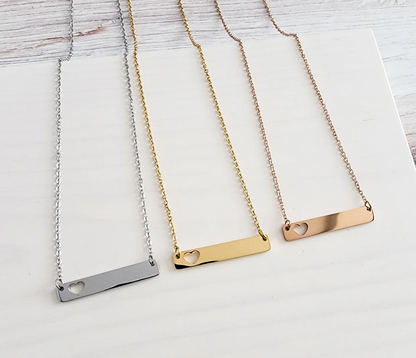 Heart Cutout Horizontal Bar Necklace