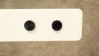 Black Holographic Stud Earrings